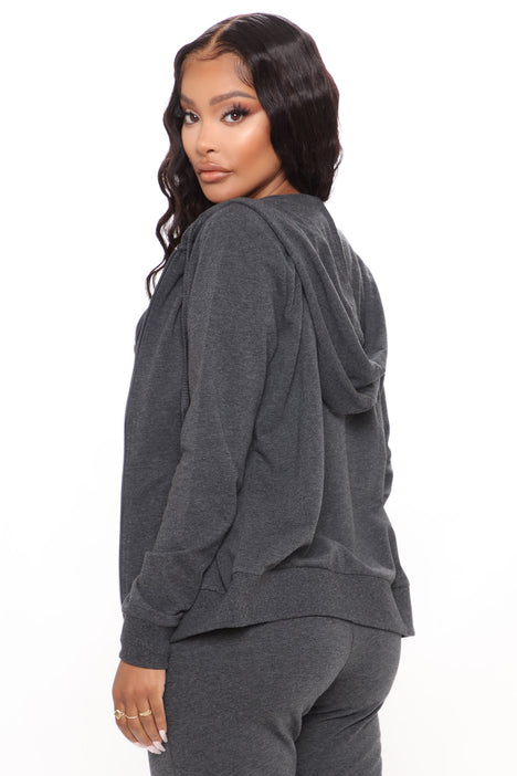 Women's Latest and Greatest French Terry Zip Hoodie in Black Size Medium by Fashion Nova