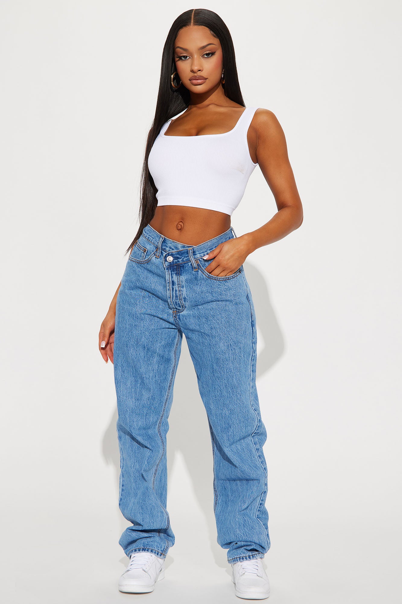 Cash Mid-Wash Straight Fit Jeans