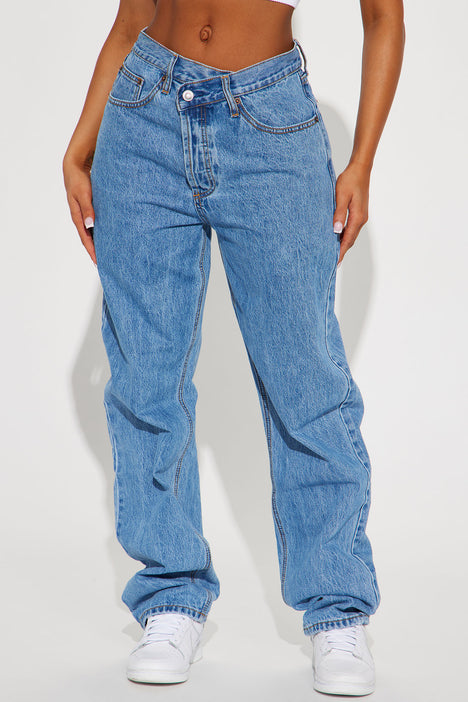 Womens 90's Babe Straight Leg Jeans in Medium Blue Wash Size 11 by Fashion  Nova