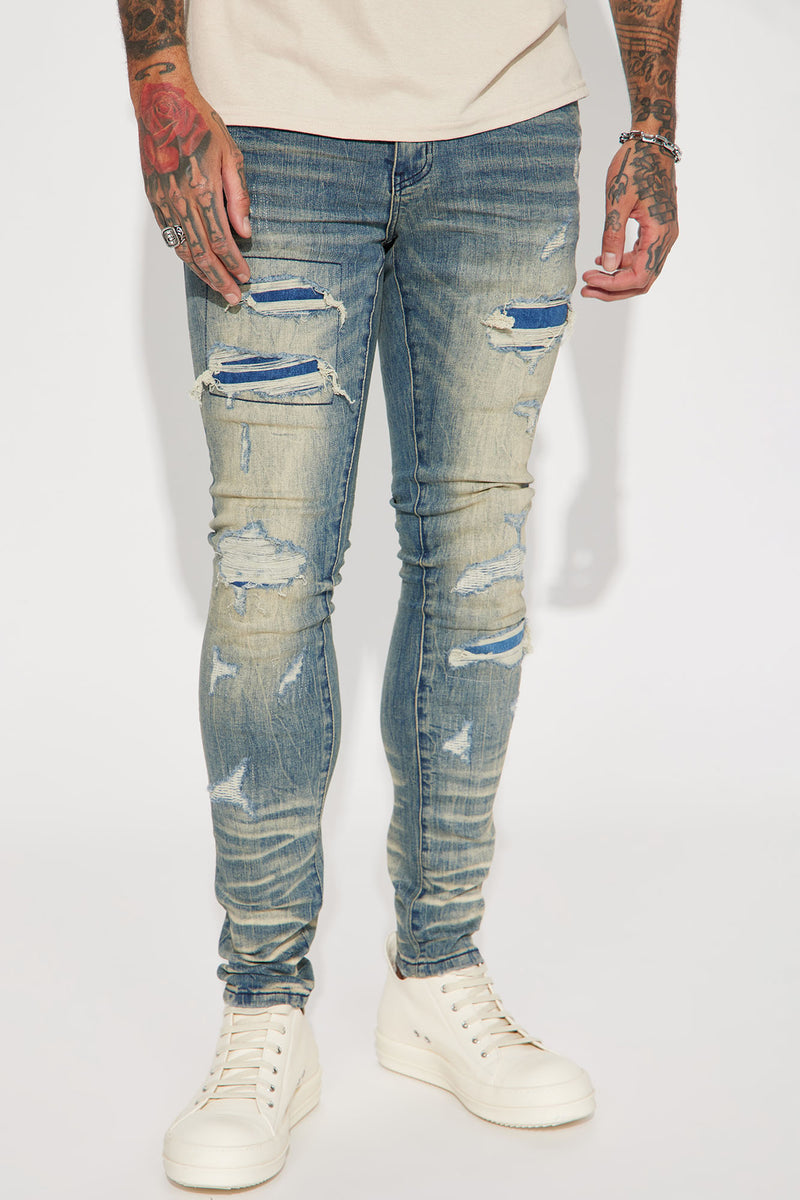 Its A Type Ripped Stacked Skinny Jeans - Medium Wash | Fashion Nova ...