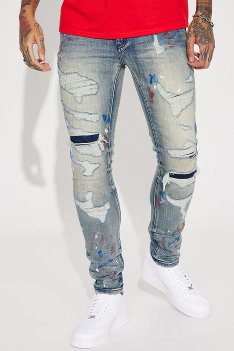 Ripped For The Streets Stacked Skinny Jeans - Medium Wash, Fashion Nova,  Mens Jeans