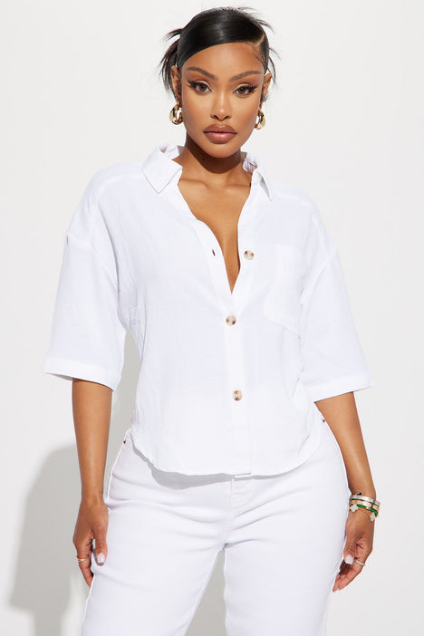 Huttley Linen Shirt - White | Fashion Nova, Shirts & Blouses