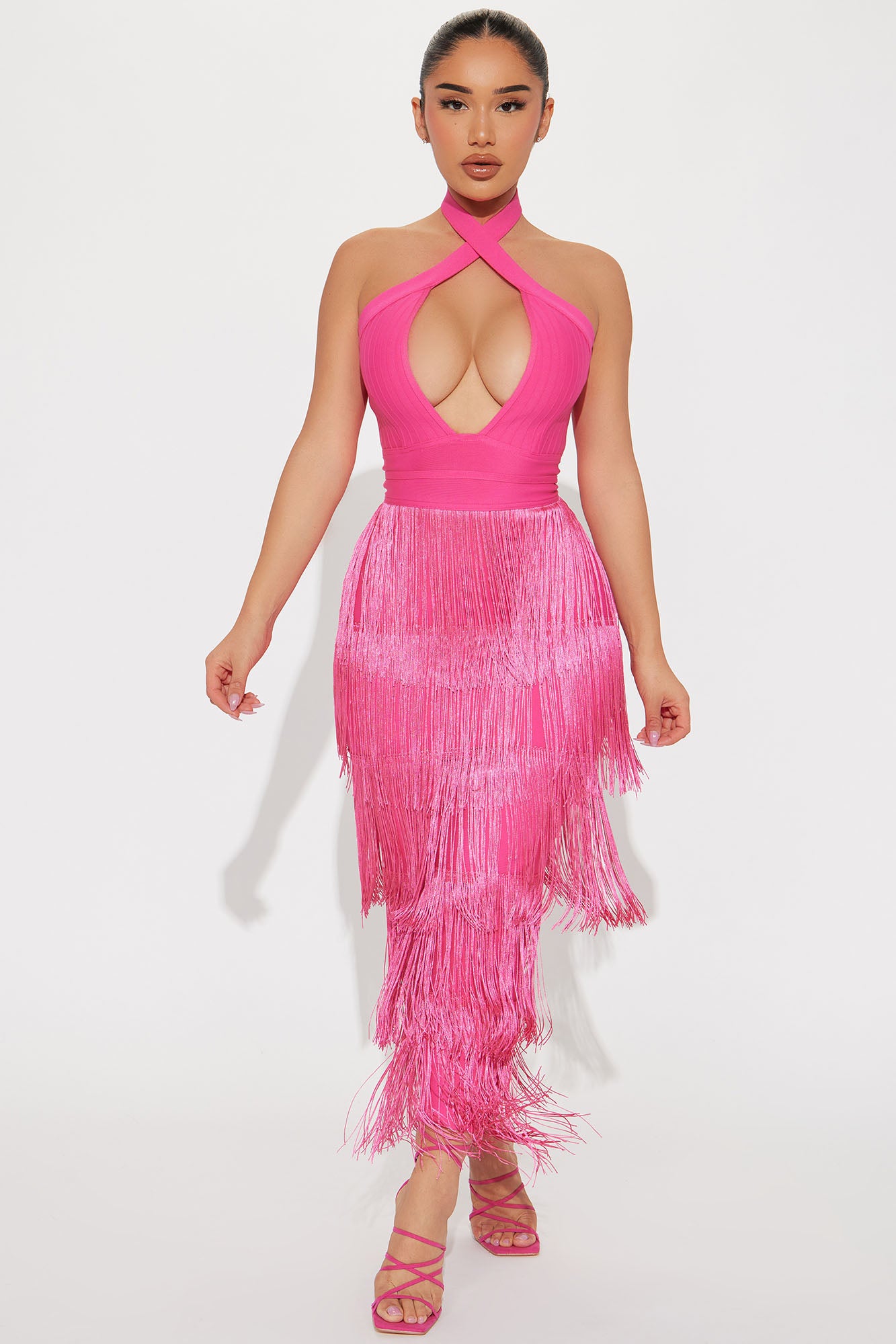 Victoria Bandage Midi Dress - Pink, Fashion Nova, Dresses