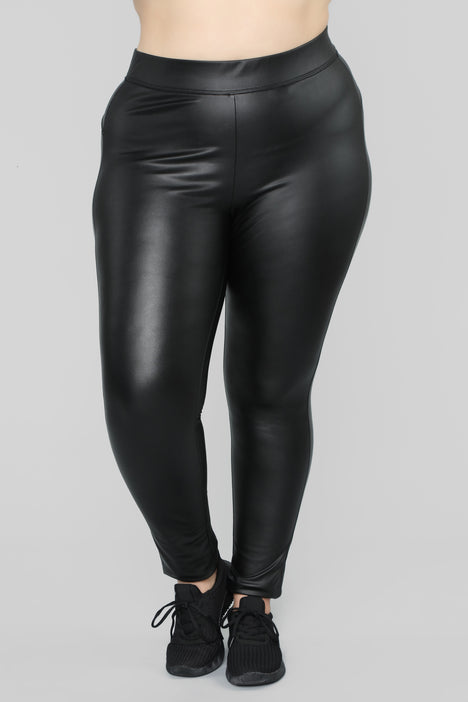 Fashion Nova Black Leather Leggings (L) - Fanta Productions
