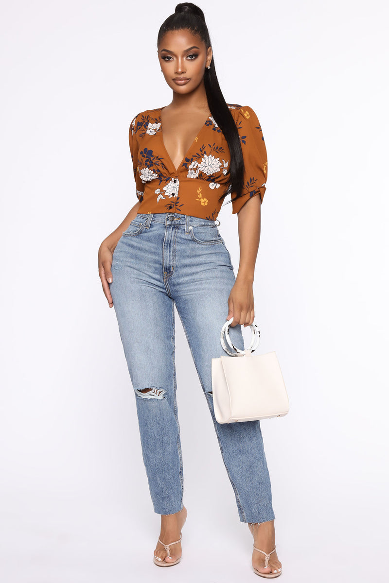 Always Adored Floral Top - Rust | Fashion Nova, Shirts & Blouses ...