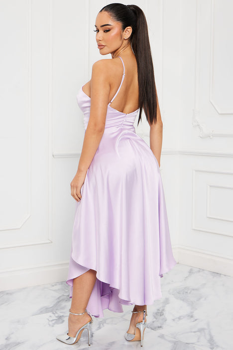 Buy Purple Satin Boat Draped Dress For Women by Emblaze Online at Aza  Fashions.