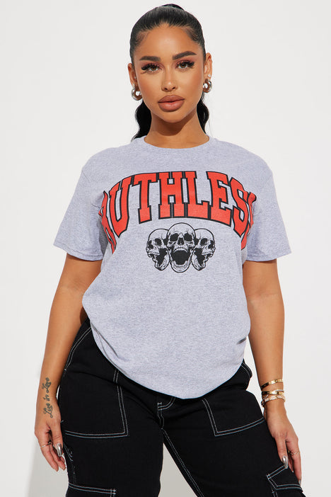 Calm Down Round Neck Printed Oversized Chicago T-shirt for Women