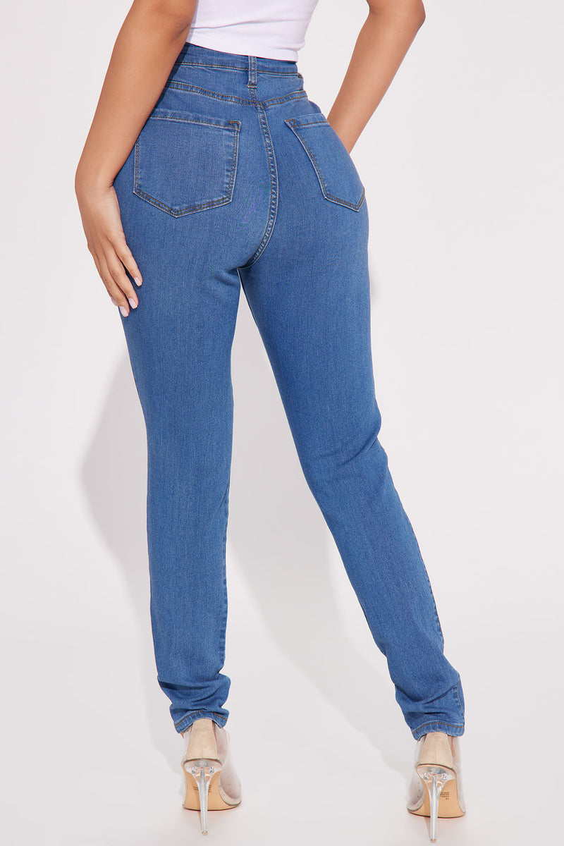 Petite Classic High Waist Skinny Jeans - Medium Blue Wash | Fashion ...
