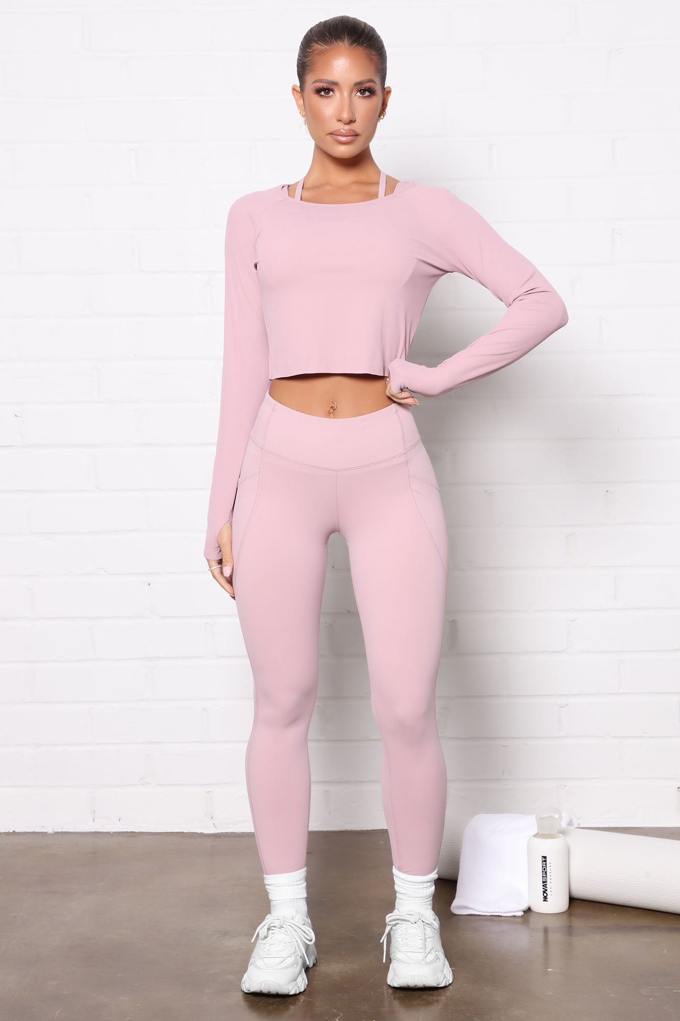 Pink Ribbed Active Leggings