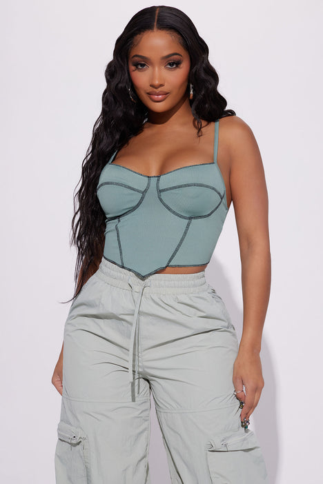 No Self Control Denim Corset Top - Light Wash