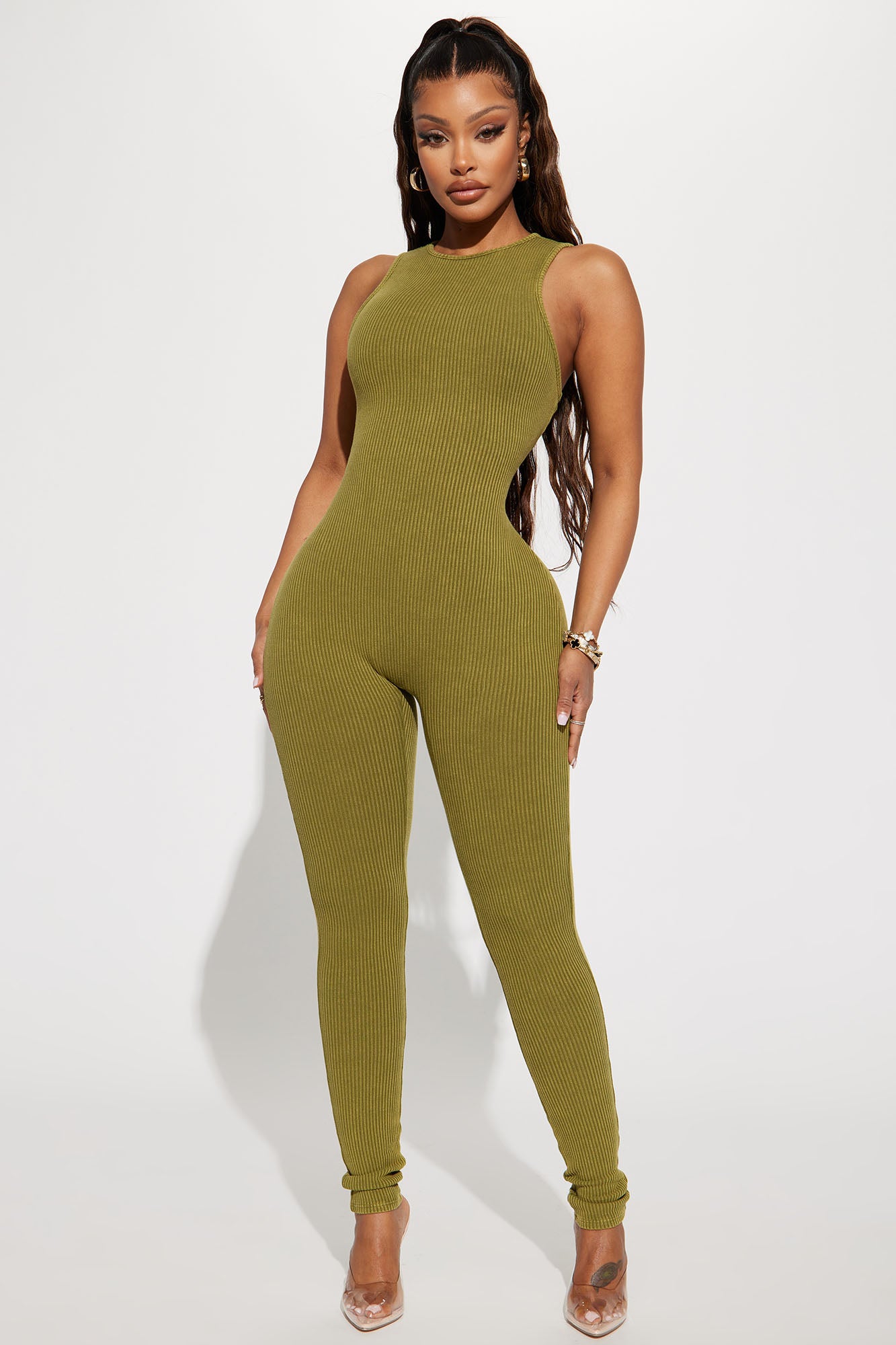 Olive Ribbed Jumpsuit – Timeless Couture Clothing