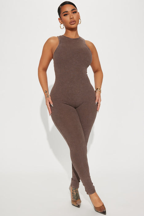 Fashion Nova Plus Sized Brown Jumpsuit size 1X, Women's Fashion