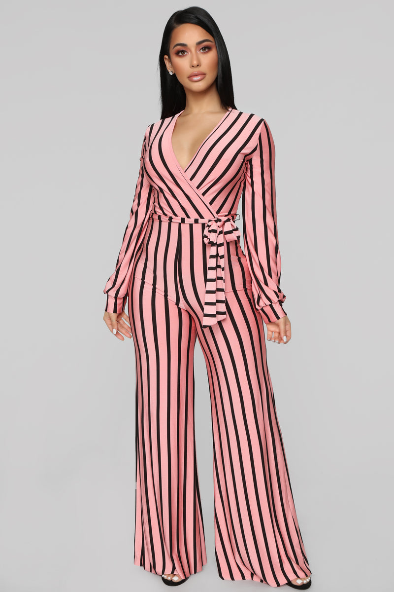 Right Up My Alley Striped Jumpsuit - Pink/Combo | Fashion Nova ...