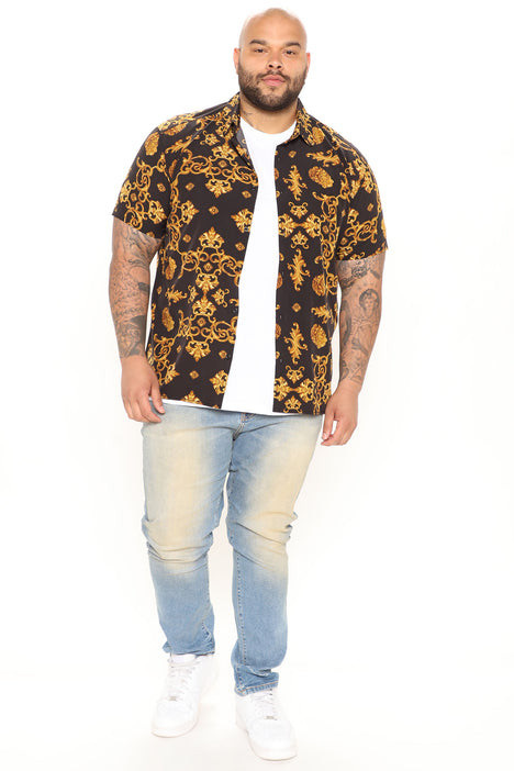 Men's Enlarged Floral Button Up Shirt Combo in Yellow Size Medium by Fashion Nova