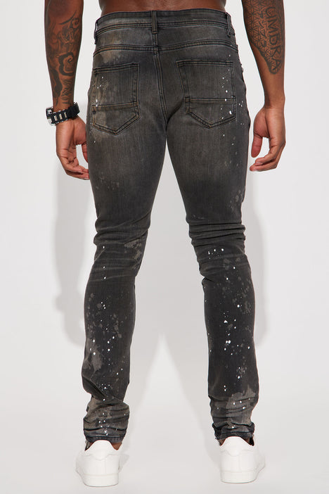 Black Faded Jeans Mens: Tall Travis Faded Black Skinny Jeans