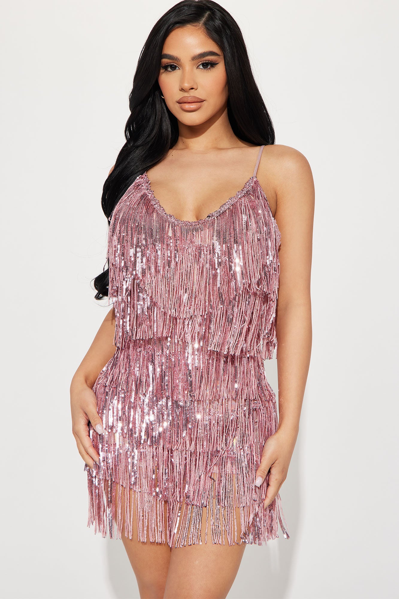 Fashion Nova, Dresses, One Shoulder Sequin Dress Hot Pink