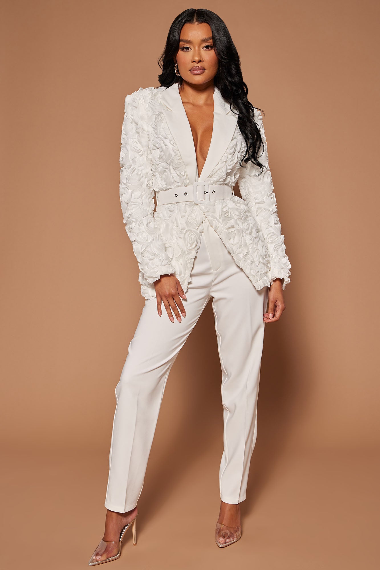 Smell The Flowers Blazer Pant Set - White, Fashion Nova, Luxe