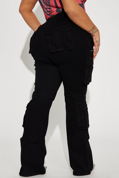 Tall Mad For You Cargo Jeans - Acid Wash Black