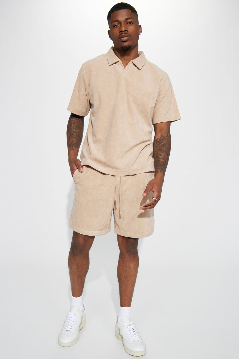 Dipped Terry Short Sleeve Polo - Sand | Fashion Nova, Mens Tees & Tanks ...