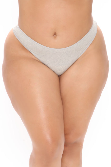 Perfect Fit Cotton Thong Panty - Grey