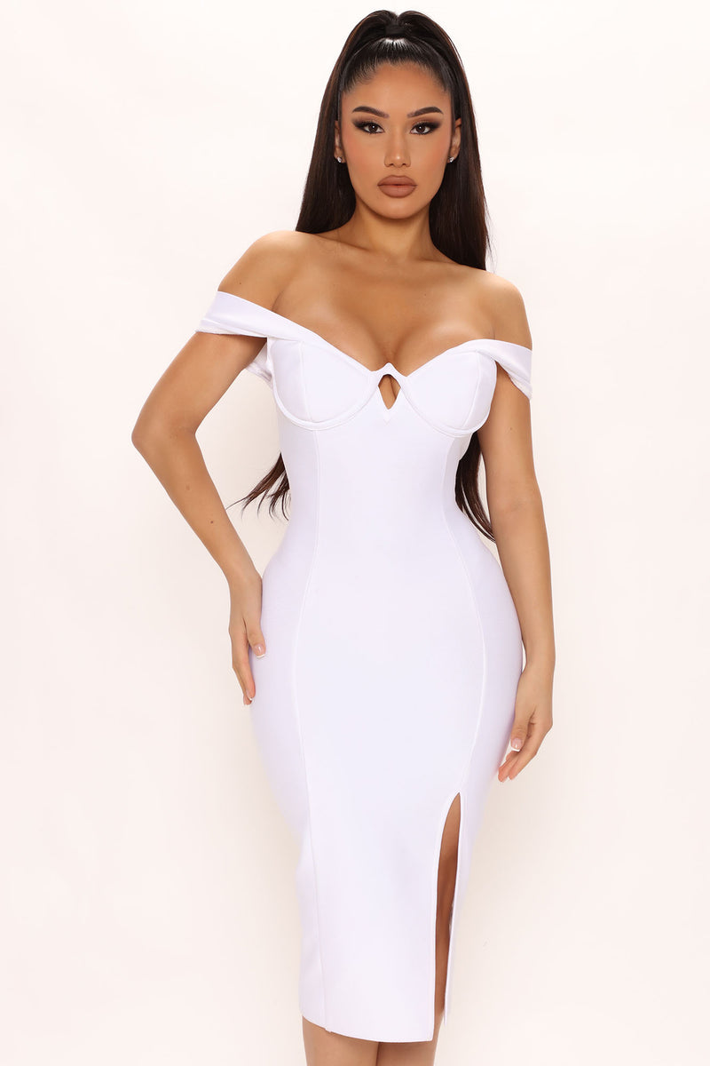 Over The Wait Bandage Midi Dress - White | Fashion Nova, Dresses ...