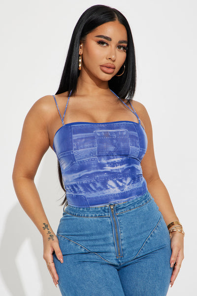 Take On A Pocket Mesh Cami - Blue/combo