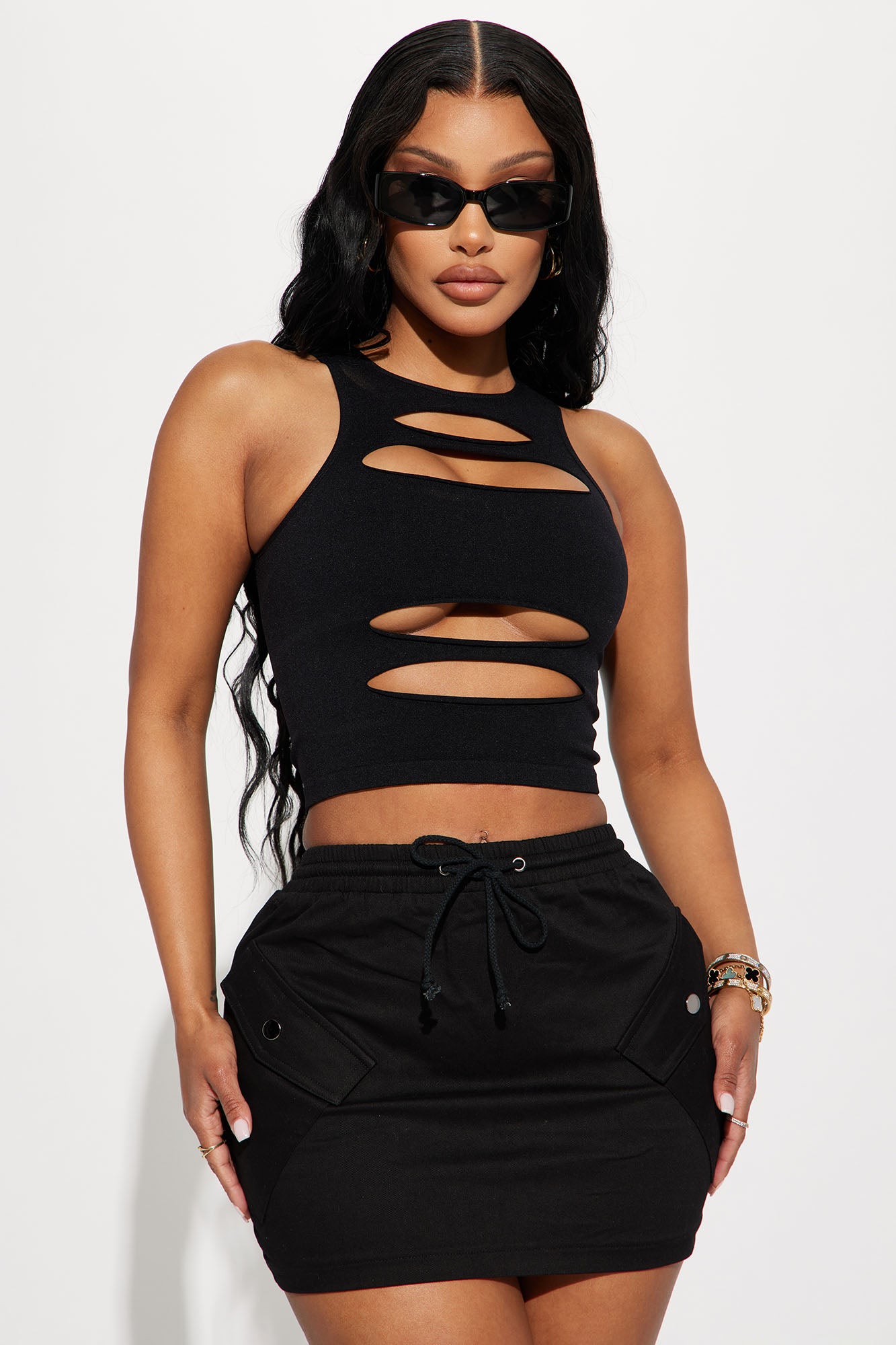 Tory Cut Out Seamless Top - Black