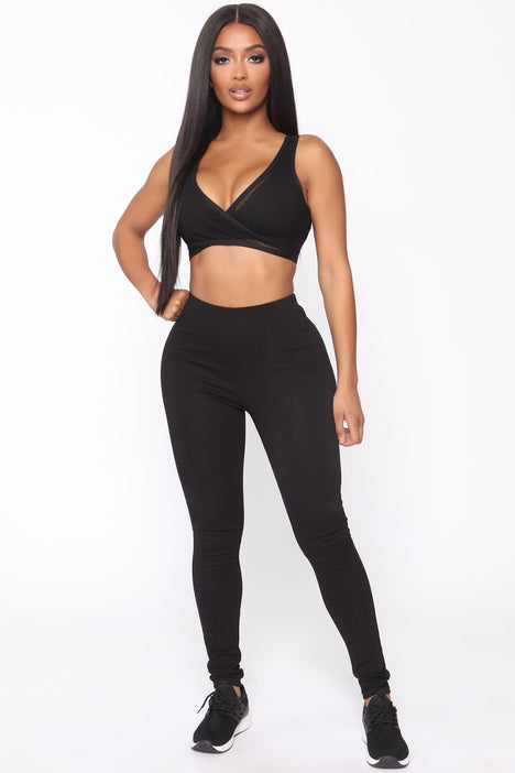 Mesh Sports Bra - Black