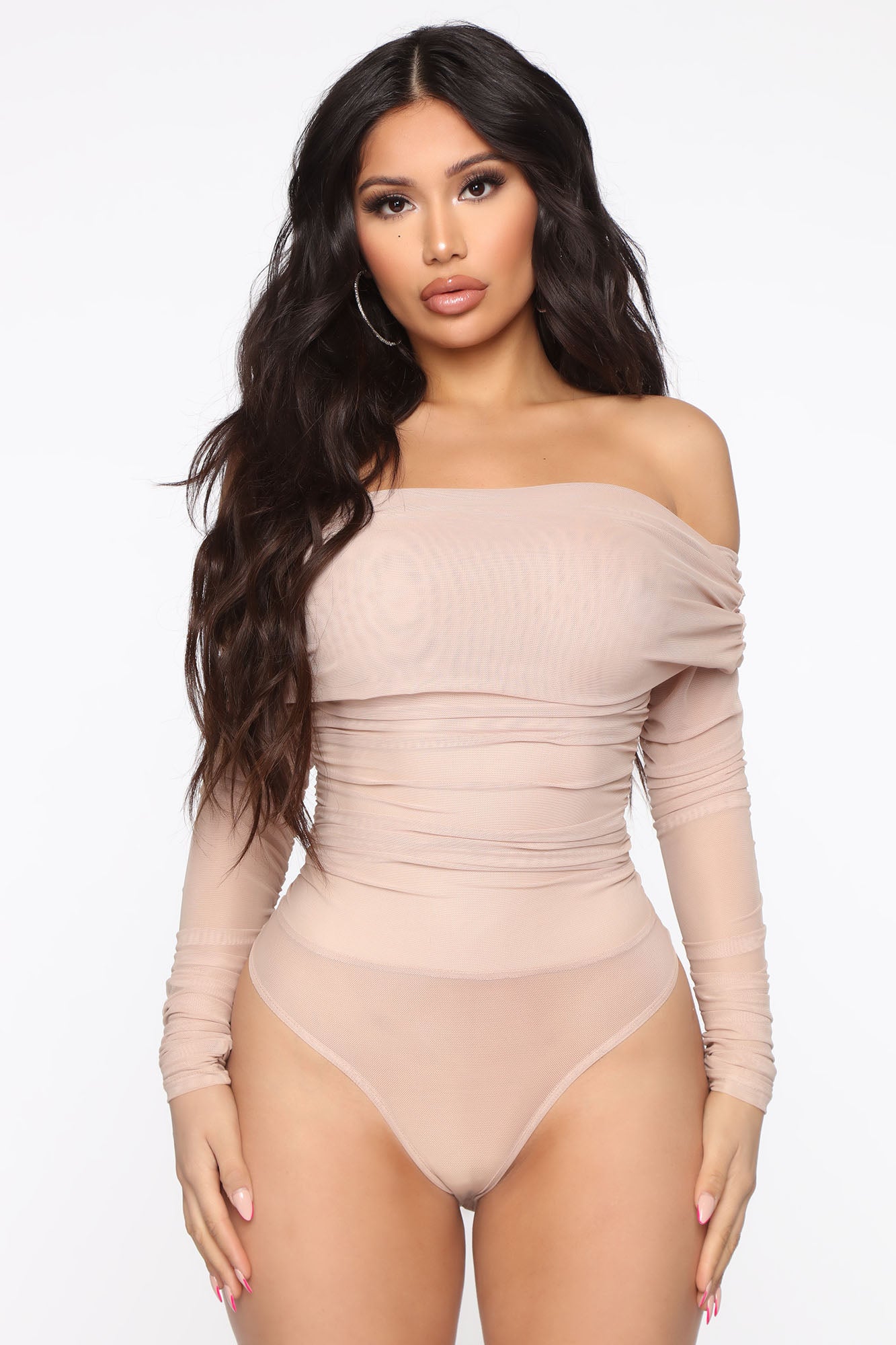 Keep It Cute Ribbed Bodysuit (Taupe) - Large