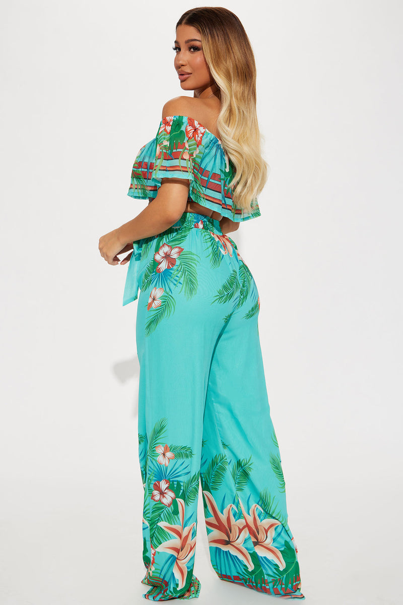 Just A Tropical Night Pant Set - Turquoise | Fashion Nova, Matching ...