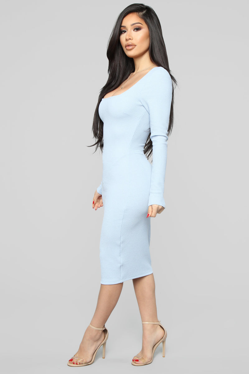 Happy Daze Ribbed Midi Dress - Blue | Fashion Nova, Dresses | Fashion Nova