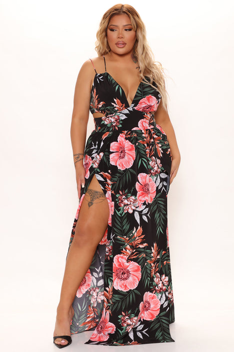 Kiana Tropical Maxi Dress - Black/combo, Fashion Nova, Dresses