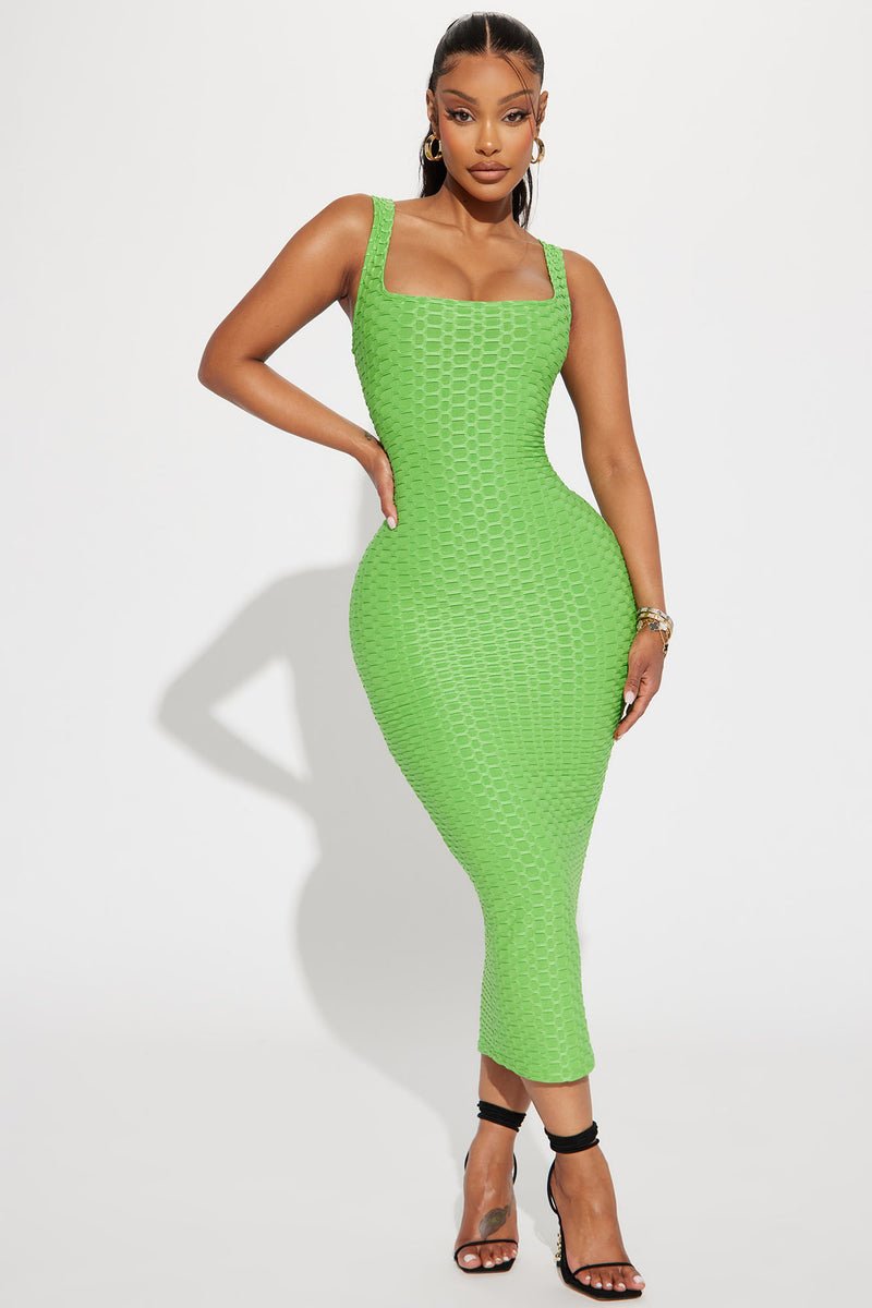 Dani Textured Midi Dress - Lime | Fashion Nova, Dresses | Fashion Nova