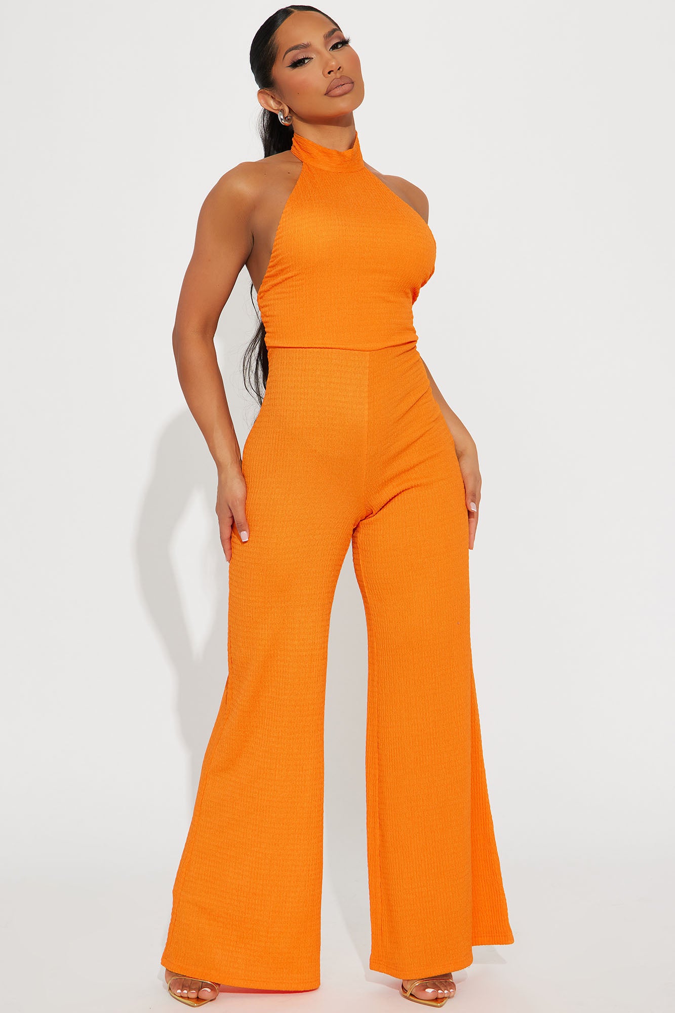 Gotta Have It Backless Halter Wide Leg Jumpsuit - Pastel Orange – Be Maraki