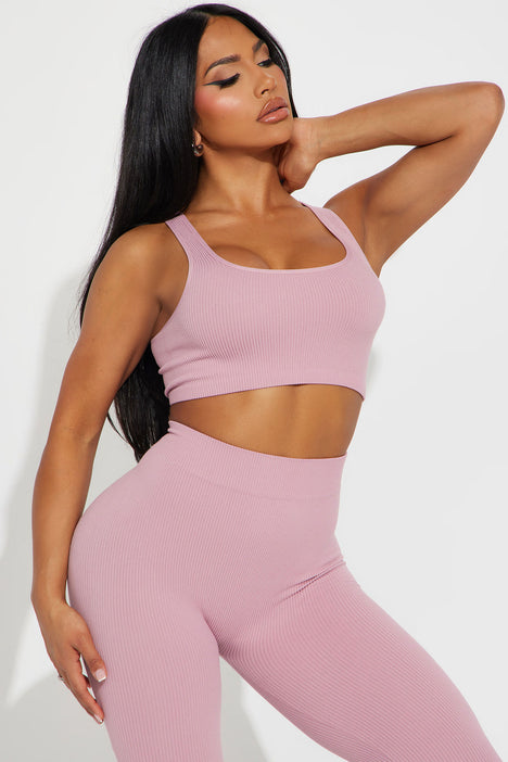 Pink Snatched Ribbed Leggings, Two Piece Sets