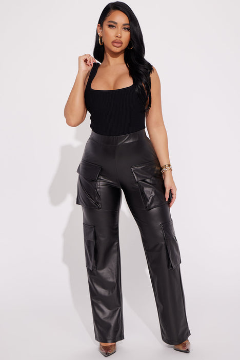 River Island Girls Faux Leather Cargo Trousers - Black | littlewoods.com