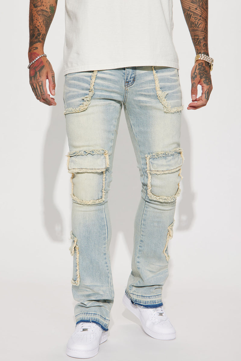 Can I Cargo Stacked Skinny Flare Jeans - Light Wash | Fashion Nova ...