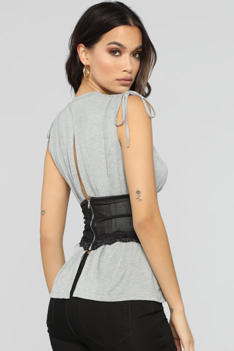 All The Details Corset Top - Grey