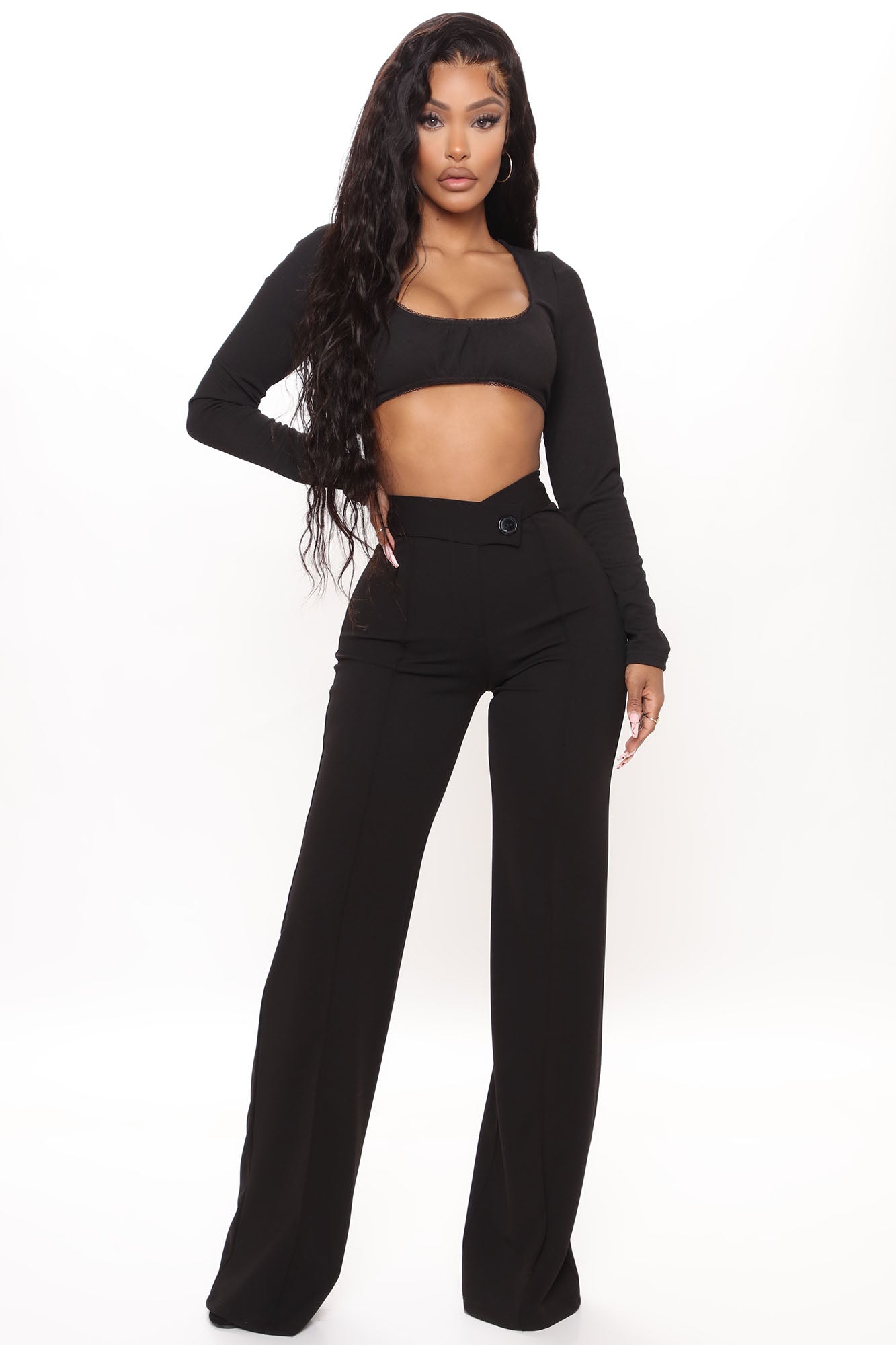 Black Cropped Tailored Pants | ZED