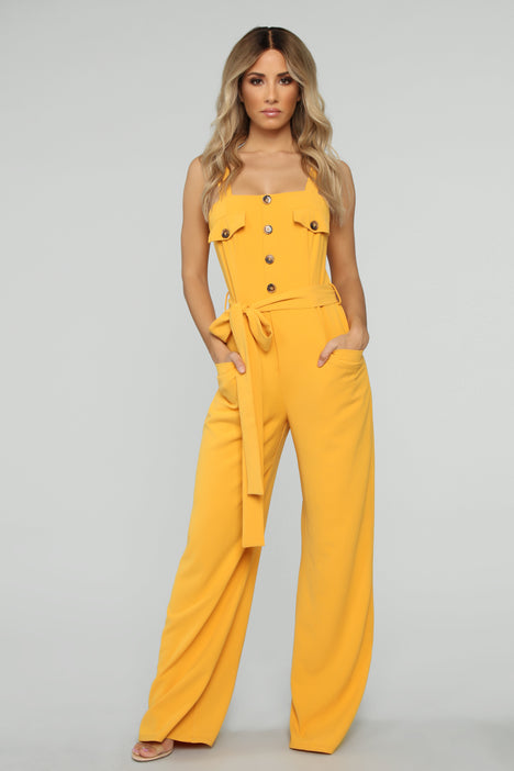 Janeska Wide Leg Jumpsuit - Yellow, Fashion Nova, Jumpsuits