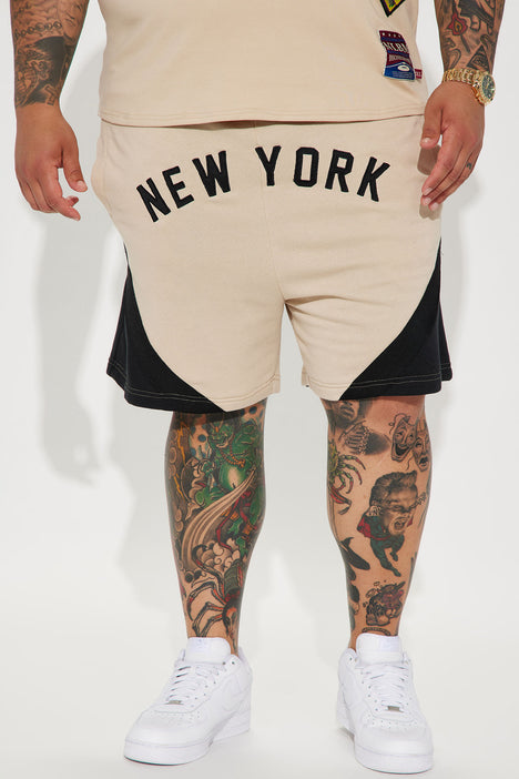 Men's New York Black Yankees Shorts in Cream Size Medium by Fashion Nova
