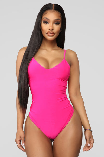 Here To Stay Bodysuit - Neon Pink