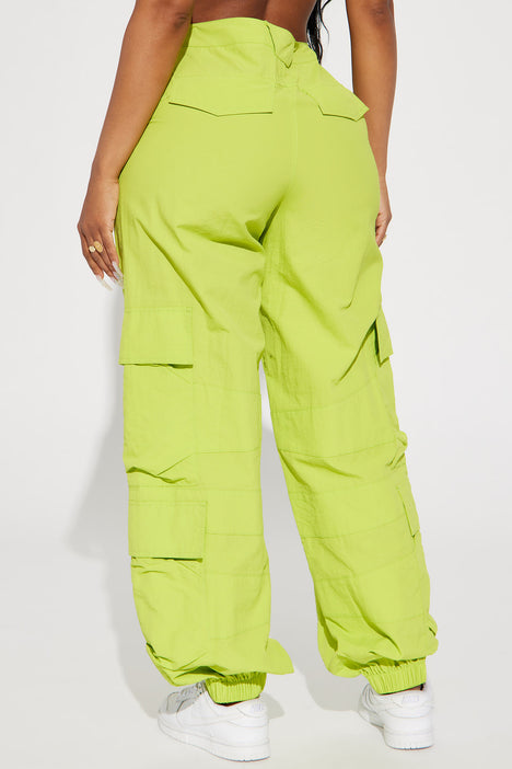 Unapologetic Nylon Cargo Jogger Pant - Lime | Fashion Nova, Pants