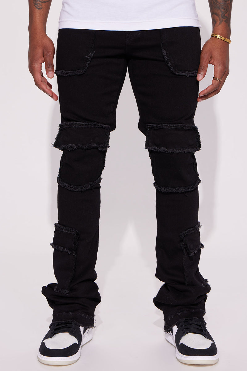 Can I Cargo Stacked Skinny Flare Jeans - Black | Fashion Nova, Mens ...