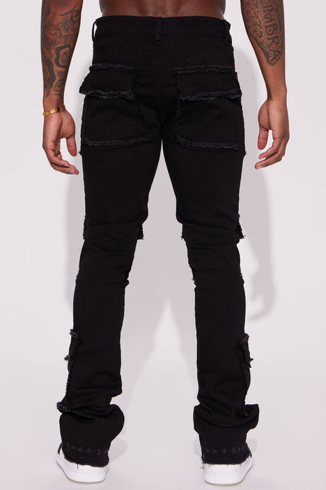 PacSun Black Low Rise Cargo Flare Jeans