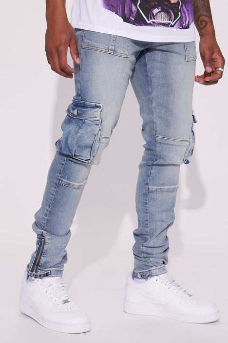 Out Of Control Stacked Skinny Jeans - Light Blue Wash