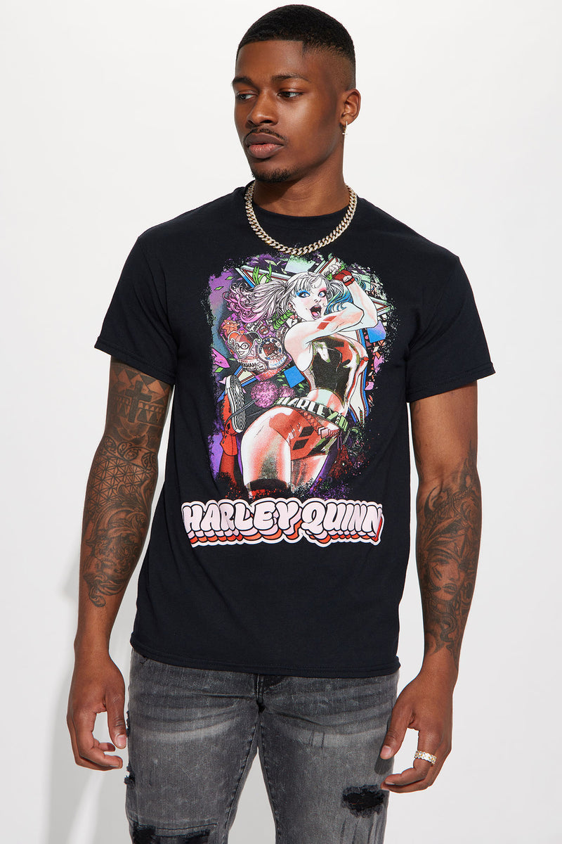 Harley Quinn Jump Short Sleeve Tee - Black | Fashion Nova, Mens Graphic ...