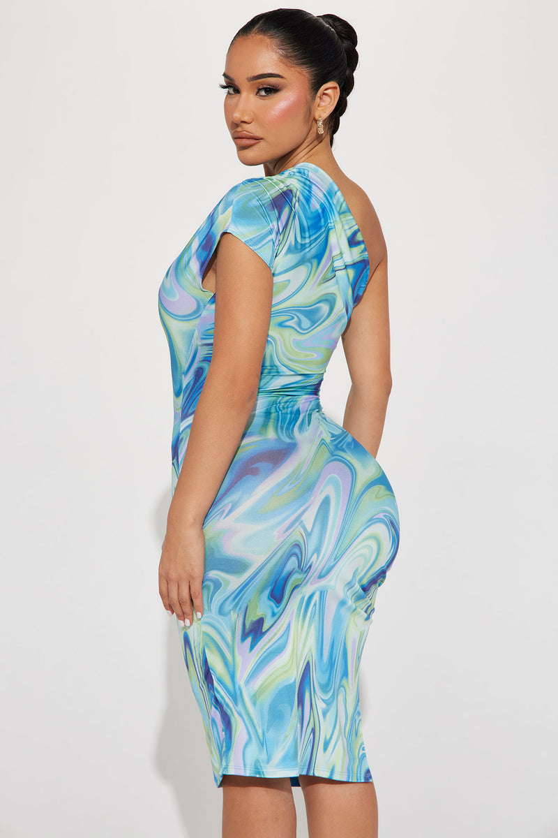 Lost In The Swirl Midi Dress - Blue/combo | Fashion Nova, Dresses ...