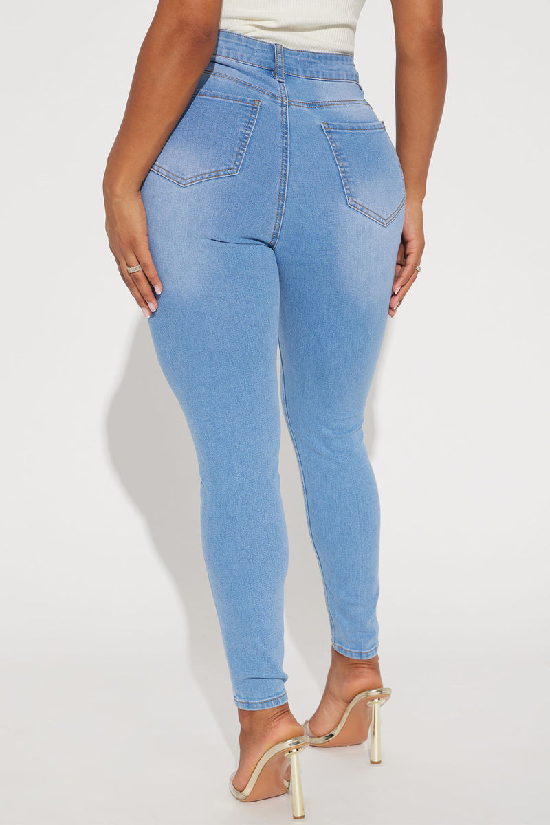 Vibe Check Curvy Stretch Skinny Jeans - Light Wash | Fashion Nova ...