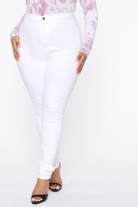 White Skinny High Waist Jeans, Women's Fashion, Bottoms, Jeans